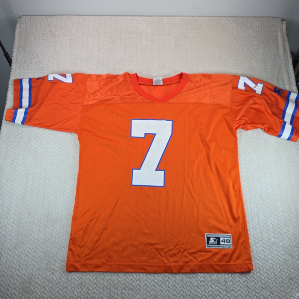 Vintage 1995 Starter Denver Broncos John Elway 7 Jersey Orange Mens 48 L USA